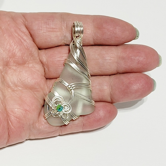 Sea Glass Coke Bottle Wire Wrapped Pendant - Picture 2 of 9